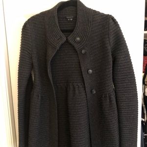 Grey Wool Cashmere Blend Charcoal Sweater Coat